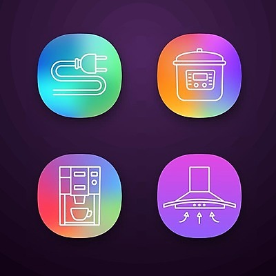 EPS 해외이미지 일러스트 사람없음 가전제품 플러그 커피메이커 환기구 해외일러스트 환풍기 커피용품 파일형식 벡터 이미지허브