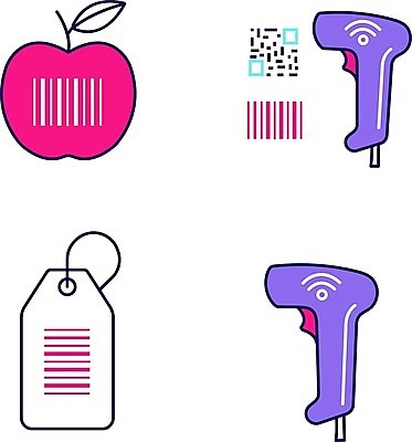 EPS 해외이미지 클립아트 디자인 잡화 산업 컨셉 일러스트 세트 픽토그램 상점 웹 암호 사과 상품 가격 만화 가득함 심볼 읽기 그림 상업 팩 수납 소매 슈퍼마켓 고립 스캐너 신분증 항목 스타일 해외일러스트 인터넷 과일 모션 화장품 증명서 파일형식 벡터 이미지허브