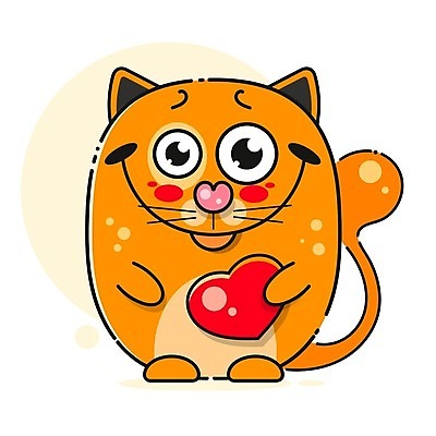 EPS 해외이미지 동물캐릭터 일러스트 사람없음 고양이 하트 해외일러스트 일러캐릭터 모양 동물 캐릭터 포유류 반려동물 파일형식 벡터 이미지허브