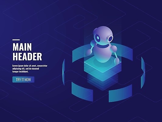 EPS 해외이미지 일러스트 사람없음 디지털 과학기술 남색 스마트 로봇 온라인 아이소메트릭 AI_인공지능 해외일러스트 컬러 컨셉 기술 파일형식 벡터 이미지허브