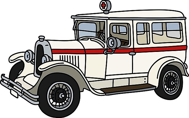 EPS 해외이미지 일러스트 자동차 사람없음 빨간색 흰색 빈티지 클래식 구급차 복고 클래식카 해외일러스트 육상교통 컬러 컨셉 승용차 파일형식 벡터 이미지허브