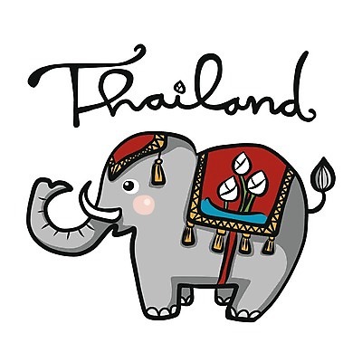 EPS 해외이미지 손글씨 일러스트 태국 코끼리 글자캘리그라피 사람없음 장식 해외일러스트 아시아 캘리그라피 포유류 파일형식 벡터 이미지허브