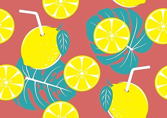 EPS 해외이미지 분홍색 백그라운드 잎 패턴 일러스트 단면 빨대 사람없음 노란색 패턴백그라운드 시원함 레몬 레몬주스 몬스테라 해외일러스트 식물 컬러 무늬 과일 과일주스 파일형식 벡터 이미지허브