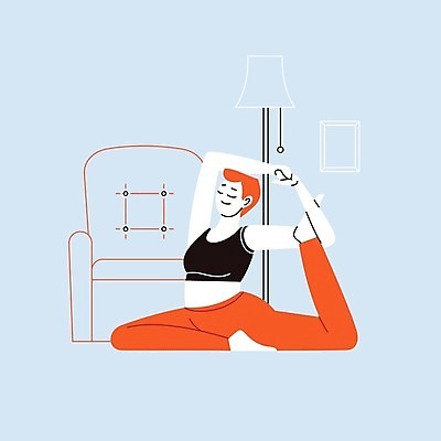 EPS 해외이미지 전신 라이프스타일 여자 여유 하늘색 액자 일러스트 요가 한명 성인 일상 소파 눈감음 요가자세 스탠드 요가복 성인여자한명만 비둘기자세 홈요가 해외일러스트 1 웰빙 감정 포즈 의자 모션 조명 사람 라이프 생활 파란색 운동복 여자한명만 성인여자만 파일형식 벡터 홈트레이닝 이미지허브