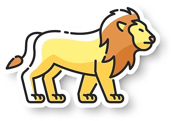 EPS 해외이미지 한마리 스티커 일러스트 사람없음 사자 해외일러스트 1 포유류 파일형식 벡터 이미지허브