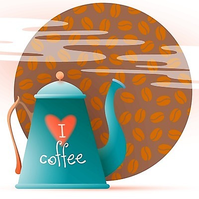 EPS 해외이미지 디자인 커피 백그라운드 일러스트 주전자 사랑 사람없음 갈색 카페 원두 하트 오브젝트 레터링 해외일러스트 모양 감정 음료 컬러 주방용품 상점 파일형식 벡터 이미지허브