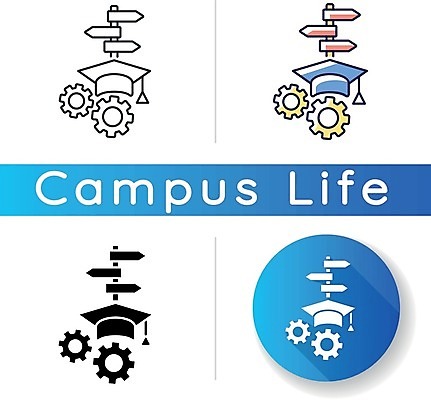 EPS 해외이미지 교육 일러스트 학사모 졸업 사람없음 세트 캠퍼스라이프 선택 톱니바퀴 유전공학 해외일러스트 모자_잡화 라이프스타일 컨셉 공학 파일형식 벡터 이미지허브