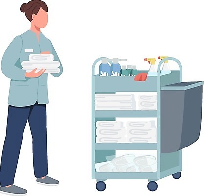 EPS 해외이미지 디자인 여자 일러스트 호텔 실내 한명 서기 들기 사람 성인 수건 청소도구 청소 직원 청소부 호텔리어 성인여자한명만 해외일러스트 직업 1 모션 숙소 내부 위생용품 도구 여자한명만 성인여자만 파일형식 벡터 이미지허브