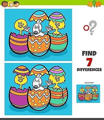 EPS 해외이미지 여러마리 일러스트 병아리 사람없음 토끼 부활절계란 부화 틀린그림찾기 해외일러스트 다수 포유류 놀이 조류 부활절 반려동물 계란 파일형식 벡터 이미지허브