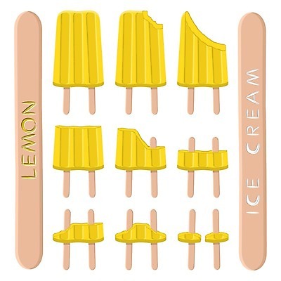 EPS 해외이미지 일러스트 아이스크림 디저트 사람없음 세트 노란색 막대기 해외일러스트 음식 컬러 파일형식 벡터 이미지허브