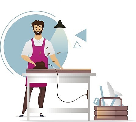 EPS 해외이미지 백인 디자인 남자 일러스트 전등 한명 사람 성인 목재 앞치마 장비 도구 작업실 플랫 제조 자르기 목수 목공예 목공소 작업대 성인남자한명만 해외일러스트 서양인 나무 직업 1 재료 모션 조명 공예 남자한명만 성인남자만 파일형식 벡터 이미지허브