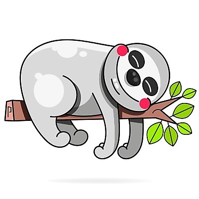 EPS 해외이미지 나무 동물캐릭터 일러스트 사람없음 나무늘보 해외일러스트 일러캐릭터 식물 동물 캐릭터 파일형식 벡터 이미지허브