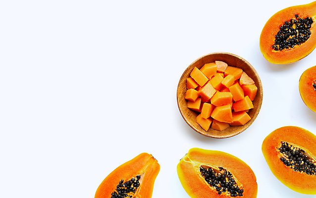 포토 JPG 해외이미지 단면 실내 씨앗 사람없음 하이앵글 열대과일 흰배경 담기 나무그릇 파파야 카피스페이스 해외포토 식물 그릇 뷰포인트 백그라운드 과일 모션 내부 목재 공백 흰색 파일형식 이미지허브