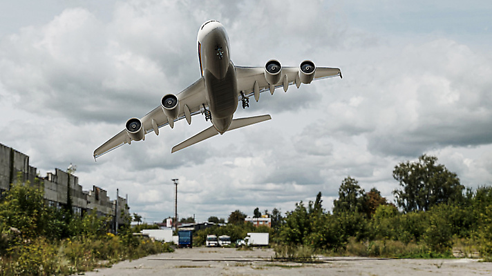 포토 JPG 해외이미지 컨셉 비행기 사람없음 야외 3D 긴급 위험 항공 착륙 해외포토 항공교통 대중교통 디지털합성 파일형식 이미지허브