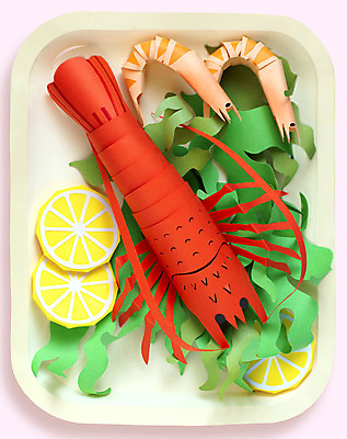 포토 JPG 해외이미지 접시 종이 채소 새우 실내 사람없음 페이퍼아트 바닷가재 레몬 오브젝트 종이공예 분홍색배경 해외포토 식기 분홍색 백그라운드 과일 갑각류 내부 가재 공예 파일형식 이미지허브