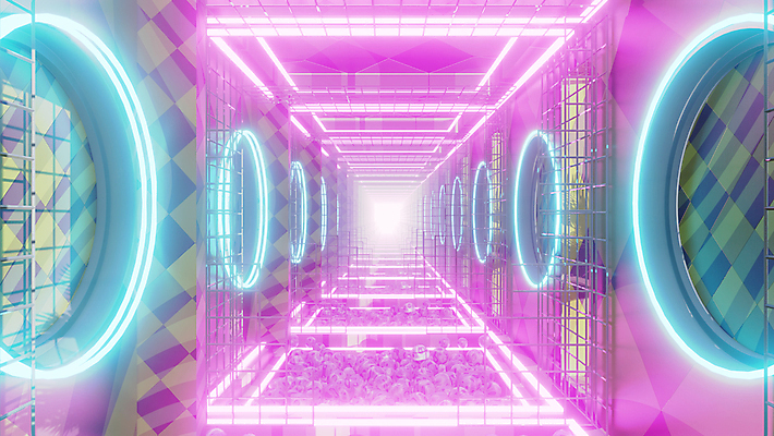 포토 해외이미지 분홍색 백그라운드 미래 사람없음 빛 3D 디지털 공간 화려 사이버 디지털합성 네온 펑크 지오메트릭 사이버펑크 해외포토 컬러 컨셉 파일형식 SF 이미지허브