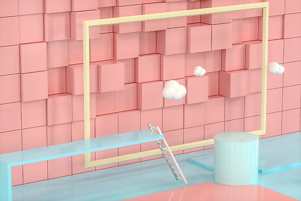 포토 JPG 해외이미지 구름 분홍색 하늘색 백그라운드 사다리 사람없음 3D 공간 원형 큐브 정사각형 원기둥 단상 해외포토 자연요소 도형 컬러 파란색 도구 디지털합성 파일형식 이미지허브