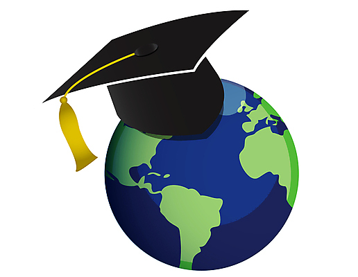 JPG 해외이미지 교육 지구 일러스트 학사모 졸업 사람없음 지구본 해외일러스트 모자_잡화 파일형식 이미지허브