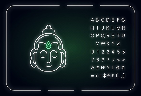 EPS 해외이미지 일러스트 사람없음 부처 네온 해외일러스트 불교 파일형식 벡터 이미지허브