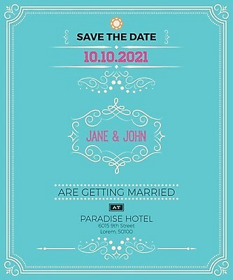 EPS 해외이미지 하늘색 결혼 일러스트 결혼식 사람없음 청첩장 심플 해외일러스트 카드_감사 이벤트 파란색 파일형식 벡터 이미지허브