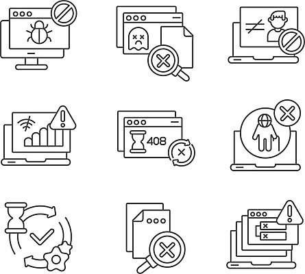 EPS 해외이미지 클립아트 디자인 화살표 선 컨셉 인터넷 돋보기 사람모양 경고 사람없음 노트북 세트 모니터 웹 금지 정보 네트워크 메시지 느낌표 X 연결 알림 모래시계 사인 톱니바퀴 와이파이 페이지 문제 인터넷창 새로고침 오류 해외일러스트 모양 기호 알파벳 모래 시계 전자제품 컴퓨터 무선인터넷 파일형식 벡터 이미지허브