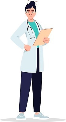 EPS 해외이미지 전신 여자 허리손 일러스트 병원 한명 서기 들기 성인 의사 서류판 성인여자한명만 해외일러스트 1 포즈 의학 모션 사람 사무용품 의료진 여자한명만 성인여자만 파일형식 벡터 이미지허브