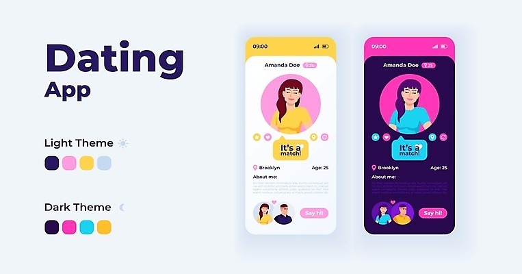 EPS 해외이미지 템플릿 디자인 여자 남자 데이트 일러스트 텍스트 관계 모바일 사랑 사람 여러명 성인 스마트폰 세트 디지털 메시지 플랫 어플리케이션 레이아웃 온라인 UI 인터페이스 성인만 방식 해외일러스트 감정 다수 핸드폰 스마트기기 파일형식 벡터 이미지허브