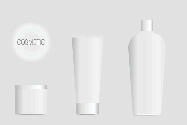 EPS 해외이미지 템플릿 디자인 일러스트 포장 세트 3D 화장품 공백 흰색 상품 플라스틱 크림 로션 목업 브랜딩 해외일러스트 컬러 재질 뷰티 디지털합성 파일형식 벡터 이미지허브