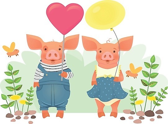EPS 해외이미지 커플 원피스 곤충 잎 두마리 일러스트 들기 사람없음 귀여움 돌_바위 하트 돼지 민들레 멜빵바지 돼지캐릭터 풍선 해외일러스트 모양 식물 동물 옷 꽃 동물캐릭터 컨셉 2 바지 포유류 관계 모션 멜빵 파일형식 벡터 이미지허브