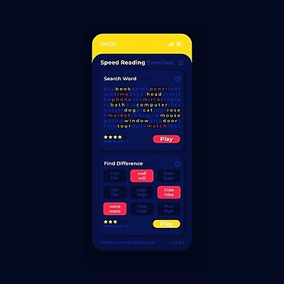 EPS 해외이미지 디자인 영어 교육 일러스트 모바일 사람없음 단어 스마트폰 디지털 스크린 플랫 어플리케이션 스마트 연습 레이아웃 단어조합 UI 단어공부 인터페이스 목업 해외일러스트 문자 컨셉 핸드폰 스마트기기 학습 조합 파일형식 벡터 이미지허브