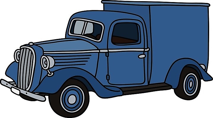 EPS 해외이미지 일러스트 자동차 사람없음 파란색 빈티지 클래식 승합차 복고 클래식카 해외일러스트 육상교통 컬러 컨셉 승용차 파일형식 벡터 이미지허브