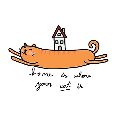 EPS 해외이미지 한마리 손글씨 일러스트 주택 타이포그라피 사람없음 반려동물 고양이 손그림 반려묘 해외일러스트 동물 문자 1 포유류 건물 파일형식 벡터 이미지허브