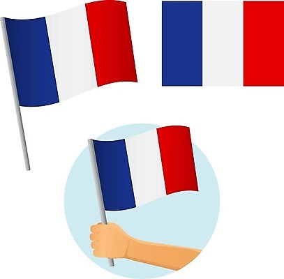 EPS 해외이미지 손 디자인 물결 일러스트 세트 프랑스 축하 깃발 잡기 플랫 심볼 깃대 봉 애국심 프랑스어 고립 전국 해외일러스트 문자 유럽 컨셉 모션 신체부위 파일형식 벡터 이미지허브