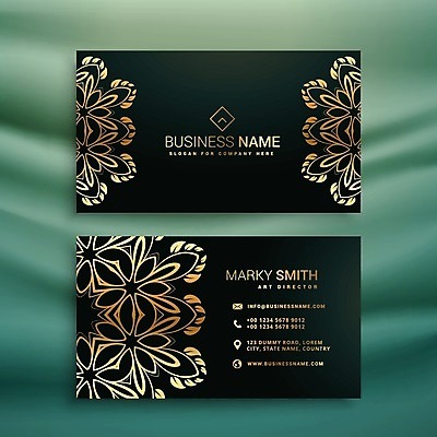 EPS 해외이미지 템플릿 꽃무늬 비즈니스 명함 명함템플릿 사람없음 장식 세트 검은색 고급 브랜딩 꽃 컬러 컨셉 무늬 파일형식 벡터 이미지허브