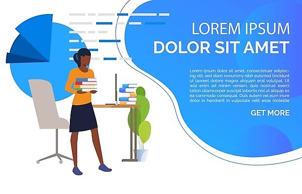 EPS 해외이미지 학생 여자 교육 백그라운드 일러스트 한명 들기 성인 책 책상 교과서 성인여자한명만 해외일러스트 1 가구 모션 교재 사람 여자한명만 성인여자만 파일형식 벡터 이미지허브