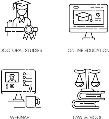 EPS 해외이미지 학생 여자 교육 일러스트 졸업 학교 한명 성인 세트 졸업장 온라인강의 성인여자한명만 해외일러스트 1 사람 강의 여자한명만 성인여자만 파일형식 벡터 언택트 이미지허브