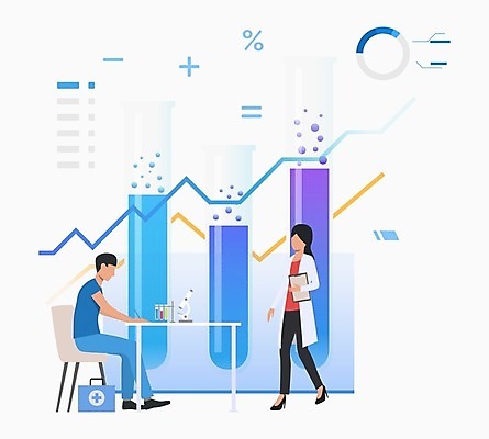 EPS 해외이미지 전신 여자 남자 과학 의자 일러스트 그래프 실험 서기 들기 앉기 성인 두명 실험실 구급상자 과학자 책상 시험관 서류판 성인만 해외일러스트 직업 가구 모션 실험기구 사람 사무용품 의료용품 학자 파일형식 벡터 이미지허브