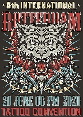 EPS 해외이미지 디자인 포스터 일러스트 검은배경 사람없음 빈티지 문신 위협 늑대 해외일러스트 백그라운드 컨셉 포유류 검은색 파일형식 벡터 이미지허브