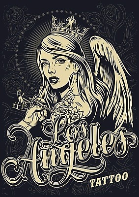 EPS 해외이미지 디자인 여자 포스터 일러스트 왕관 흑백 한명 상반신 성인 장미 빈티지 문신 성인여자한명만 해외일러스트 1 꽃 컨셉 촬영기법 사람 여자한명만 성인여자만 파일형식 벡터 이미지허브