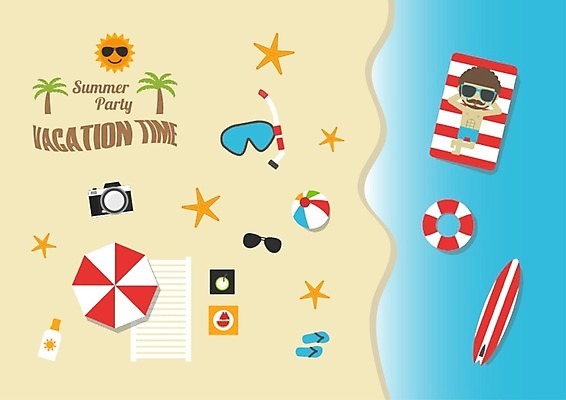 EPS 해외이미지 전신 남자 여행 백그라운드 일러스트 휴가 휴식 슬리퍼 한명 성인 모래사장 선글라스 눕기 태양 카메라 파라솔 서핑보드 뜨거움 비치볼 성인남자한명만 해외일러스트 자연요소 1 안경 바다 신발 컨셉 공 모션 바캉스용품 사람 전자제품 보드_스포츠 남자한명만 성인남자만 파일형식 벡터 이미지허브