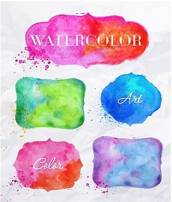 EPS 해외이미지 일러스트 수채화 프레임 사람없음 세트 컬러풀 라벨 빈티지 손그림 엘리먼트 해외일러스트 컬러 컨셉 파일형식 벡터 이미지허브