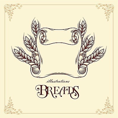 EPS 해외이미지 디자인 일러스트 프레임 사람없음 공백 두루마리 밀 복고 바로크 스타일 해외일러스트 곡류 파일형식 벡터 이미지허브