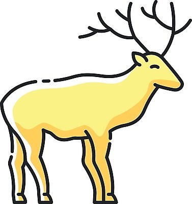 EPS 해외이미지 일러스트 사슴 사람없음 노란색 귀여움 플랫 해외일러스트 컬러 컨셉 포유류 파일형식 벡터 이미지허브