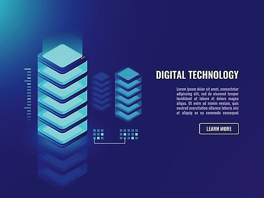 EPS 해외이미지 일러스트 사람없음 디지털 과학기술 남색 스마트 아이소메트릭 데이터베이스 서버 스토리지 AI_인공지능 해외일러스트 컬러 컨셉 기술 정보기술 파일형식 벡터 이미지허브