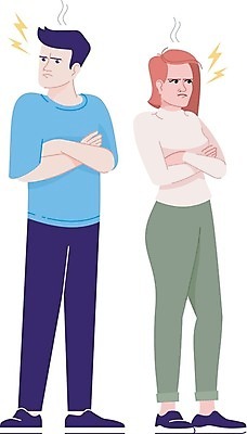 EPS 해외이미지 전신 부부 커플 여자 남자 일러스트 성인 두명 팔짱 분노 짜증 찡그림 말다툼 성인만 해외일러스트 감정 관계 모션 표정 사람 싸움 파일형식 벡터 이미지허브