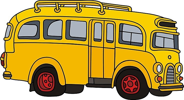 EPS 해외이미지 일러스트 자동차 사람없음 노란색 클래식 스쿨버스 복고 해외일러스트 육상교통 컬러 컨셉 버스 파일형식 벡터 이미지허브