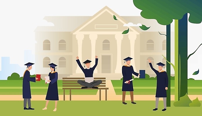 EPS 해외이미지 학생 공원 여자 남자 벤치 일러스트 학사모 졸업 여러명 성인 축하 졸업장 대학교 성인만 해외일러스트 모자_잡화 공공시설 교육 다수 컨셉 의자 학교 사람 파일형식 벡터 이미지허브