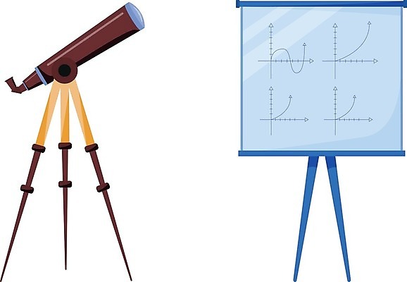 EPS 해외이미지 디자인 백그라운드 일러스트 학교 그래프 사람없음 스터디 세트 망원경 장비 기구 관찰 계산 플랫 분석 오브젝트 천문학 발견 엘리먼트 해외일러스트 교육 컨셉 모션 학습 파일형식 벡터 이미지허브