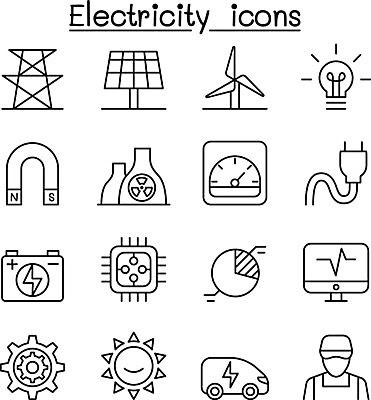 EPS 해외이미지 컨셉 일러스트 전구 자동차 사람없음 세트 태양 힘 에너지 전선 엔지니어 그린에너지 풍력에너지 콘센트 플러그 집열판 송신탑 원자력 베터리 해외일러스트 자연요소 육상교통 탑 기술자 태양에너지 파일형식 벡터 이미지허브