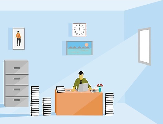 EPS 해외이미지 직업 캐릭터 디자인 시계 백그라운드 컨셉 일러스트 회사 비즈니스 창문 베개 탁자 노동자 주택 직장 실내 사람 앉기 인종 내부 노트북 빛 컴퓨터 사무실 태양 모니터 꽃병 방 업무 플랫 만화 책상 사인 보고서 그림 레이아웃 파란배경 제비 거짓말 해외일러스트 일러캐릭터 자연요소 꽃 가구 침구 모션 조류 건물 파란색 전자제품 작업 파일형식 벡터 이미지허브